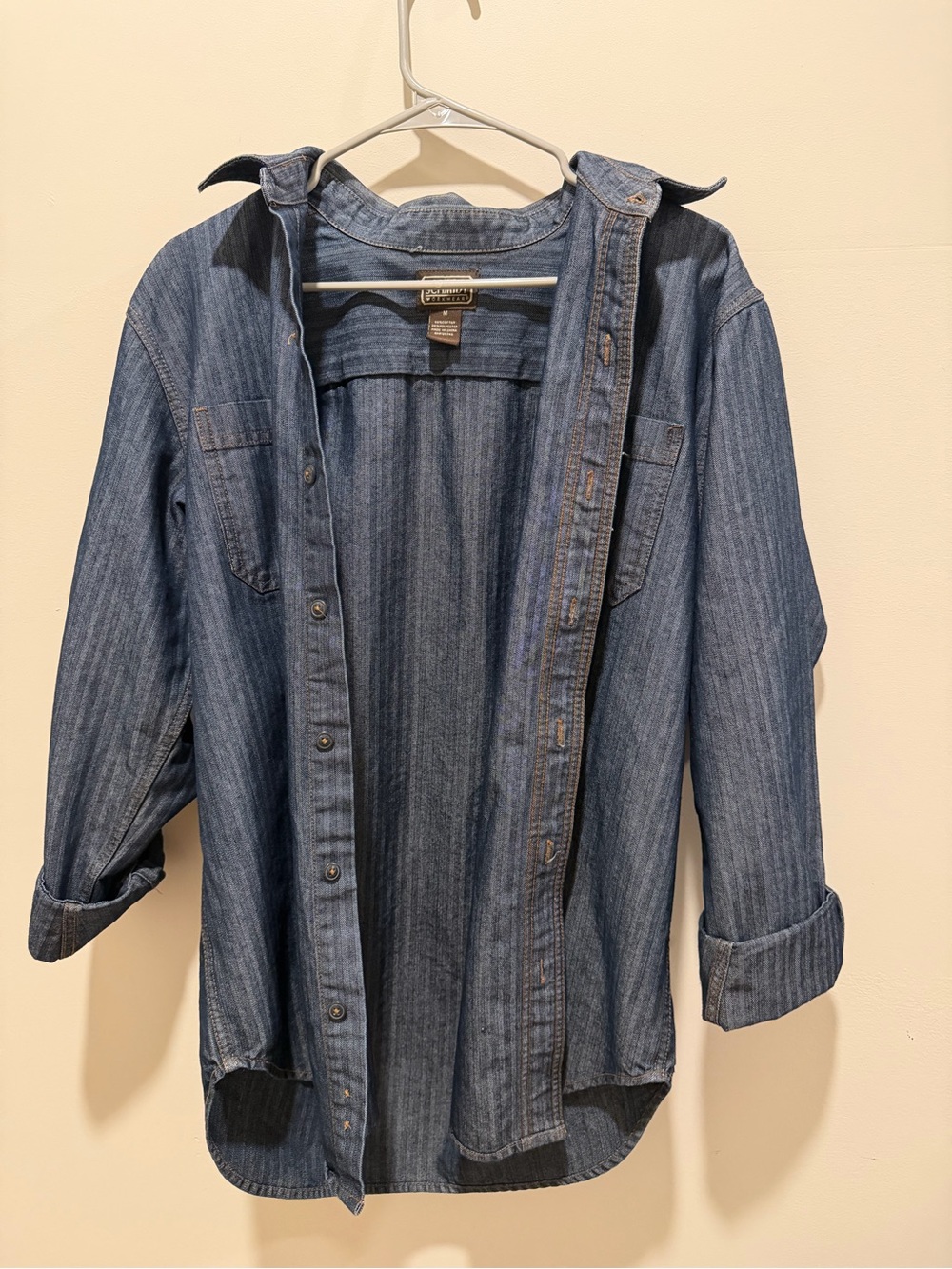 C.E. Schmidt Workwear Denim Blue Button Down Shirt Size Medium